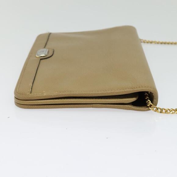 DIOR Chain Shoulder Bag Leather Beige Gold - Picture 5 of 12